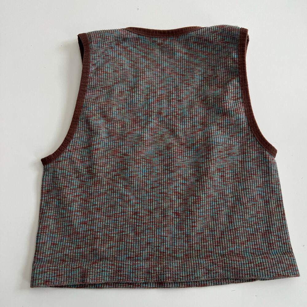 Urban Outfitters Out From Under rib knit keyhole crop top brown green spacedye - Picture 3 of 6